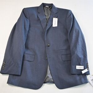 Haggar 40R Blue Windowpane Classic Fit Mens Blazer Suit Jacket Sport Coat